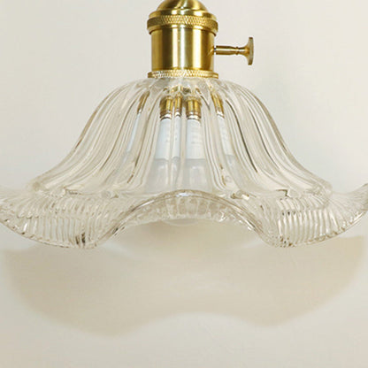 Traditional French Flower Copper Glass 1-Light Wall Sconce Lamp For Living Room