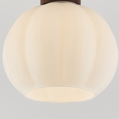 Contemporary Nordic Oval Wood Iron Glass 1-Light Semi-Flush Mount Ceiling Light For Living Room