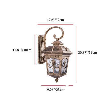 Traditional French Trapezoid Aluminum Glass 1-Light Wall Sconce Lamp For Garden