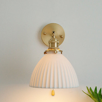 Traditional Japanese Dome Copper Ceramic 1-Light Wall Sconce Lamp For Living Room