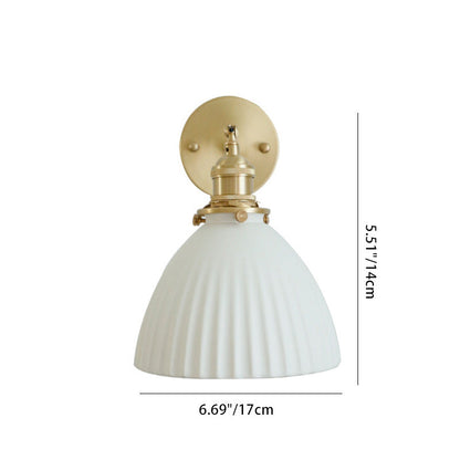 Traditional Japanese Dome Copper Ceramic 1-Light Wall Sconce Lamp For Living Room