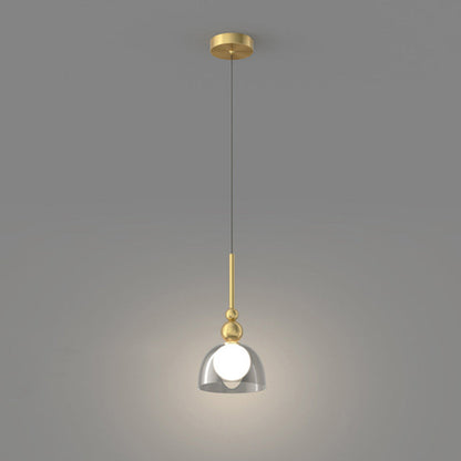Contemporary Nordic Dome Copper Glass 1-Light Pendant Light For Living Room