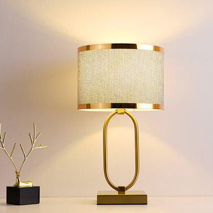 Contemporary Luxury Cylinder Iron Fabric 1-Light Table Lamp For Living Room