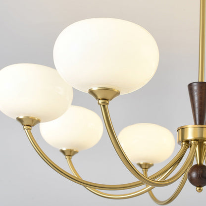 Contemporary Luxury Oval Wood Iron Glass 6/8-Light Chandelier For Living Room