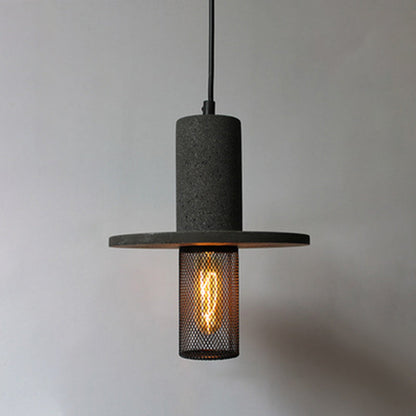 Contemporary Scandinavian Column Iron Cement 1-Light Pendant Light For Living Room