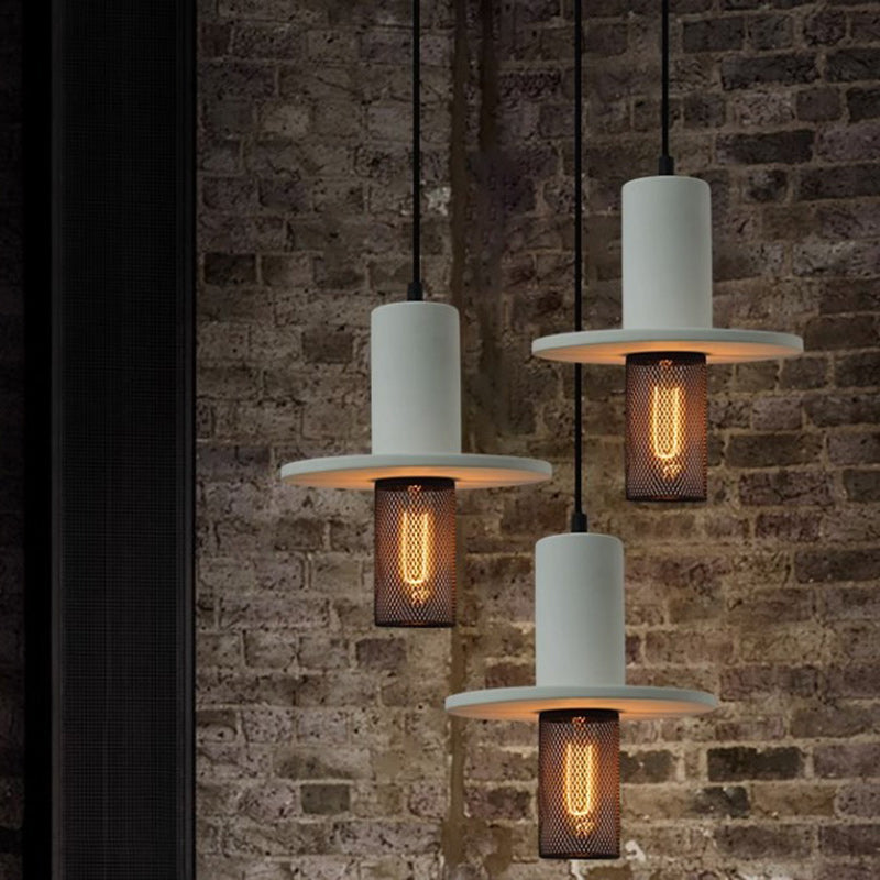 Contemporary Scandinavian Column Iron Cement 1-Light Pendant Light For Living Room