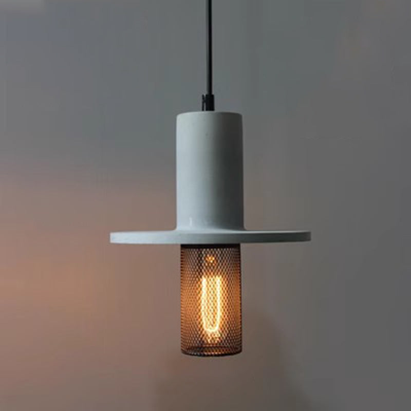 Contemporary Scandinavian Column Iron Cement 1-Light Pendant Light For Living Room