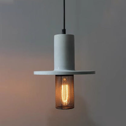 Contemporary Scandinavian Column Iron Cement 1-Light Pendant Light For Living Room