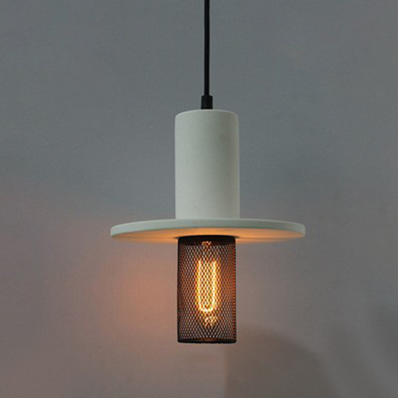 Contemporary Scandinavian Column Iron Cement 1-Light Pendant Light For Living Room