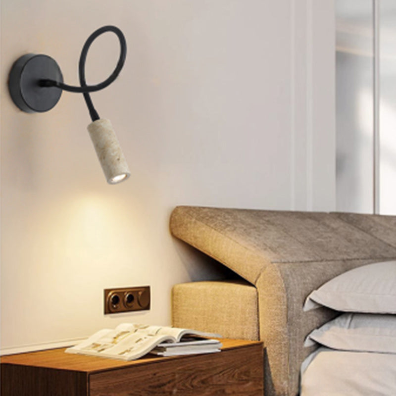 Traditional Japanese Column Iron Stone 1-Light Wall Sconce Lamp For Living Room