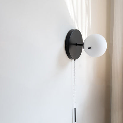 Contemporary Scandinavian Globe Iron Glass 1-Light Wall Sconce Lamp For Living Room