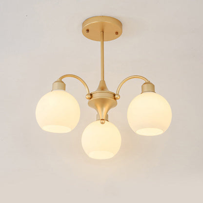 Contemporary Nordic Globe Iron Glass 3-Light Chandeliers For Living Room