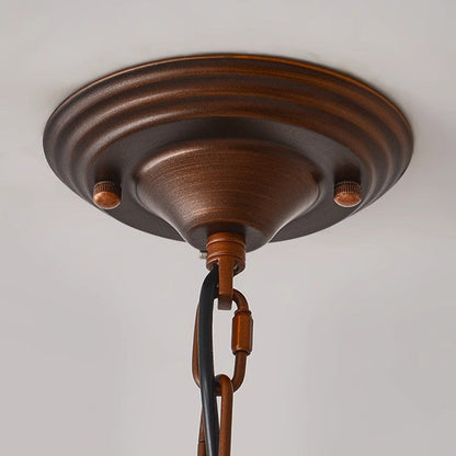 Traditional Vintage Drum Iron Fabric 4-Light Chandeliers For Living Room