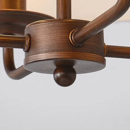 Traditional Vintage Drum Iron Fabric 4-Light Chandeliers For Living Room