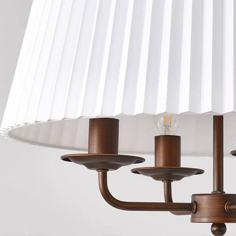 Traditional Vintage Drum Iron Fabric 4-Light Chandeliers For Living Room
