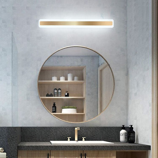 مصباح حائط LED مستطيل الشكل مصنوع من الحديد الأكريليكي بتصميم معاصر للحمام 