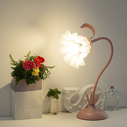 Contemporary Creative Flower Iron Acrylic 1-Light Table Lamp For Living Room
