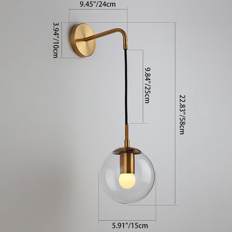 Modern Minimalist Globe Iron Glass 1-Light Wall Sconce Lamp For Living Room