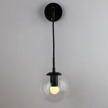 Modern Minimalist Globe Iron Glass 1-Light Wall Sconce Lamp For Living Room