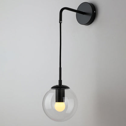 Modern Minimalist Globe Iron Glass 1-Light Wall Sconce Lamp For Living Room