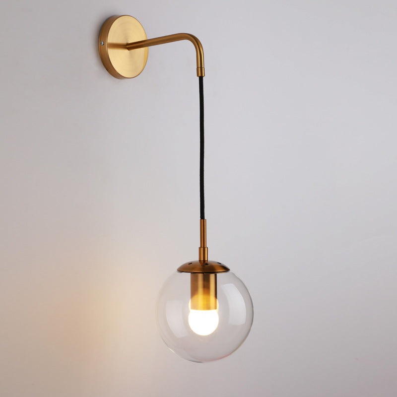 Modern Minimalist Globe Iron Glass 1-Light Wall Sconce Lamp For Living Room