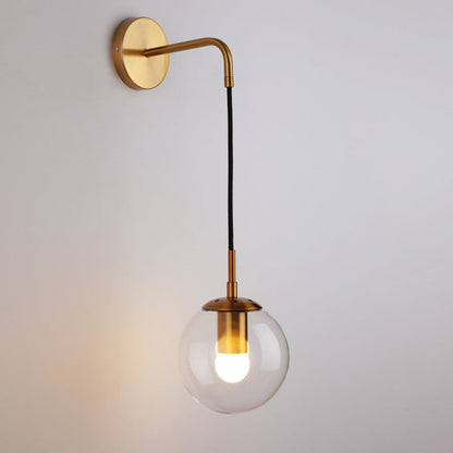Modern Minimalist Globe Iron Glass 1-Light Wall Sconce Lamp For Living Room