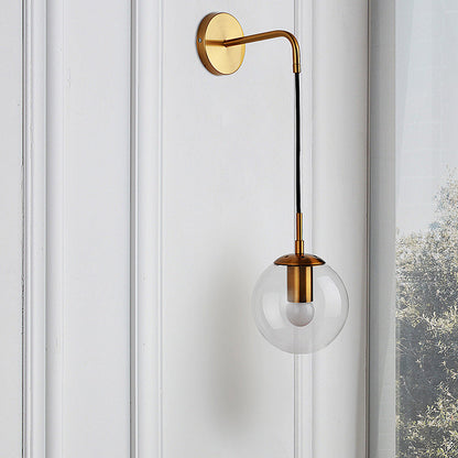 Modern Minimalist Globe Iron Glass 1-Light Wall Sconce Lamp For Living Room
