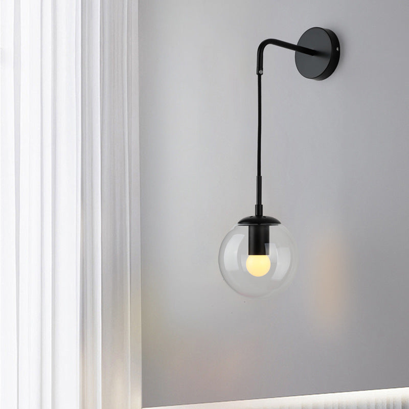 Modern Minimalist Globe Iron Glass 1-Light Wall Sconce Lamp For Living Room