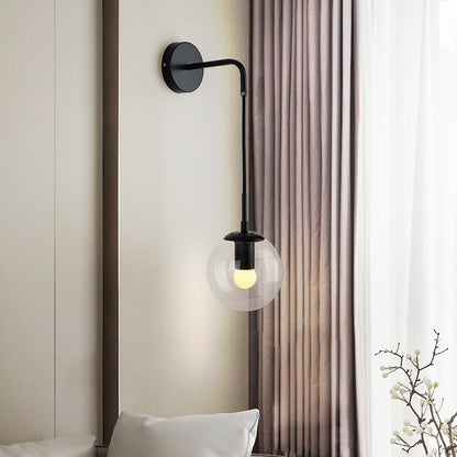 Modern Minimalist Globe Iron Glass 1-Light Wall Sconce Lamp For Living Room