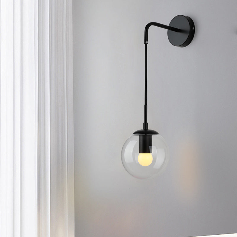 Modern Minimalist Globe Iron Glass 1-Light Wall Sconce Lamp For Living Room