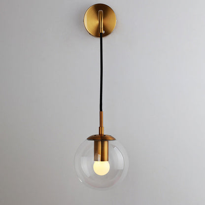 Modern Minimalist Globe Iron Glass 1-Light Wall Sconce Lamp For Living Room