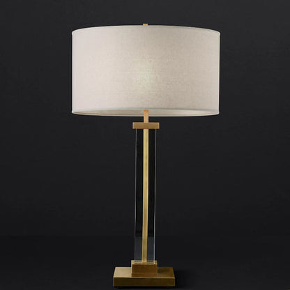 Modern Luxury Cylinder Copper Fabric 1-Light Table Lamp For Living Room