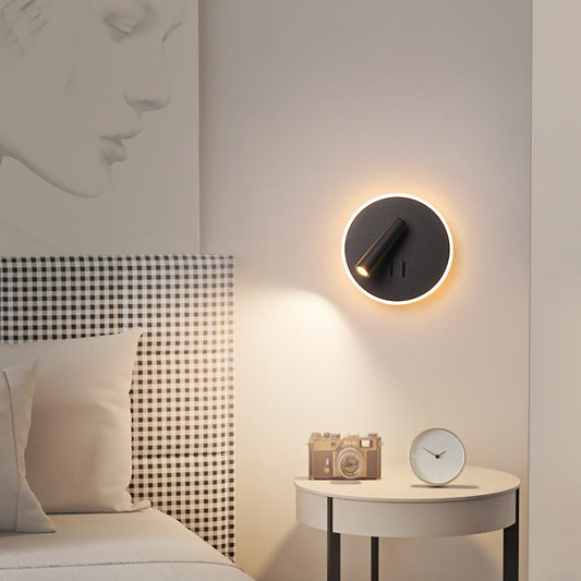 مصباح حائط LED دائري من الحديد PVC بتصميم عصري بسيط لغرفة المعيشة 