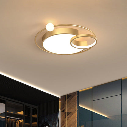 Contemporary Scandinavian Round Aluminum Acrylic LED Flush Mount Ceiling Light For Living Room