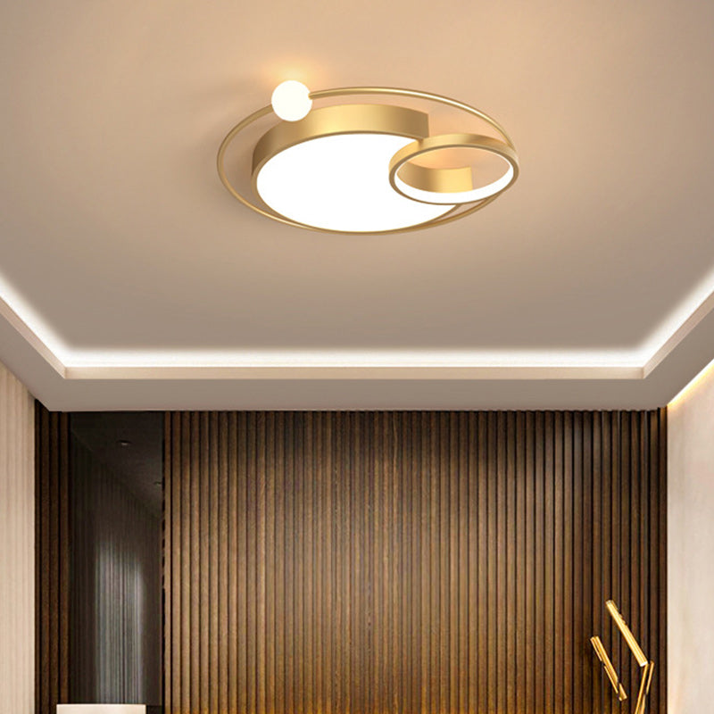 Contemporary Scandinavian Round Aluminum Acrylic LED Flush Mount Ceiling Light For Living Room