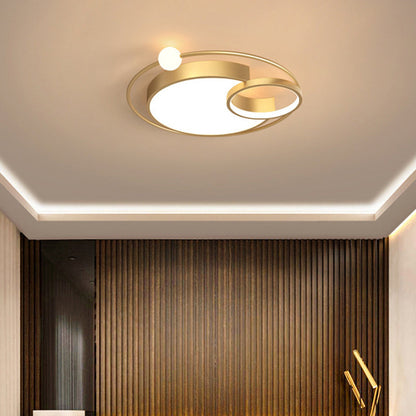 Contemporary Scandinavian Round Aluminum Acrylic LED Flush Mount Ceiling Light For Living Room