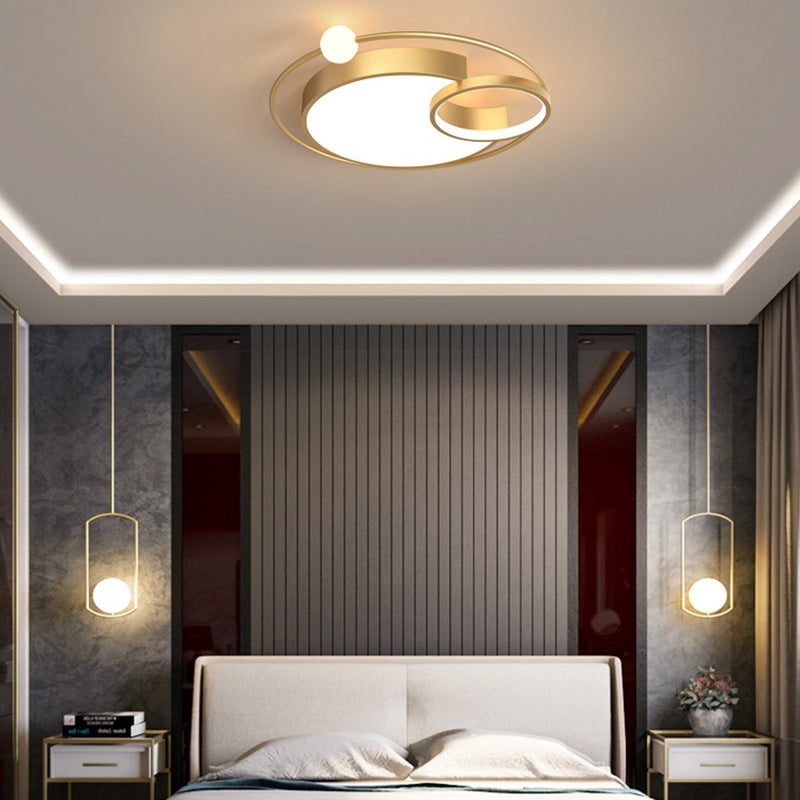 Contemporary Scandinavian Round Aluminum Acrylic LED Flush Mount Ceiling Light For Living Room