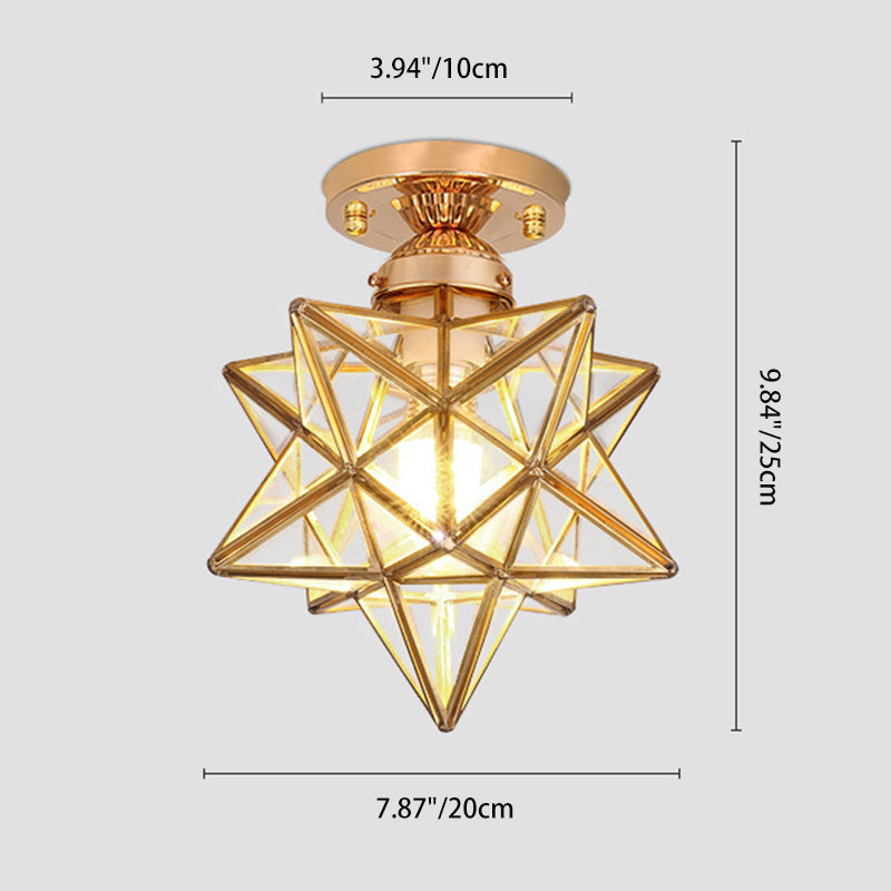 Contemporary Creative Star Iron Plastic 1-Light Semi-Flush Mount Ceiling Light For Living Room