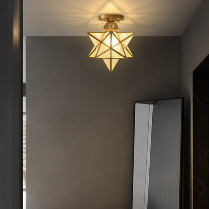 Contemporary Creative Star Iron Plastic 1-Light Semi-Flush Mount Ceiling Light For Living Room