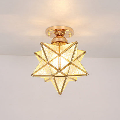 Contemporary Creative Star Iron Plastic 1-Light Semi-Flush Mount Ceiling Light For Living Room