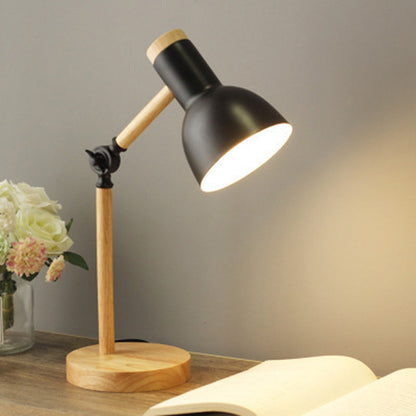 Contemporary Nordic Dome Wood Iron 1-Light Table Lamp For Living Room