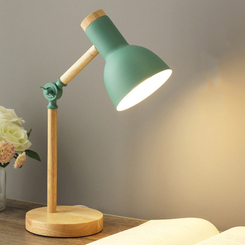 Contemporary Nordic Dome Wood Iron 1-Light Table Lamp For Living Room