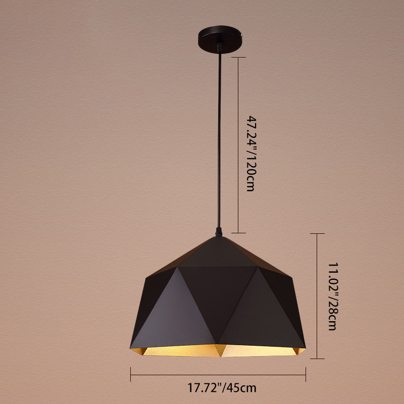 Contemporary Industrial Rhombus Iron 1-Light Pendant Light For Living Room