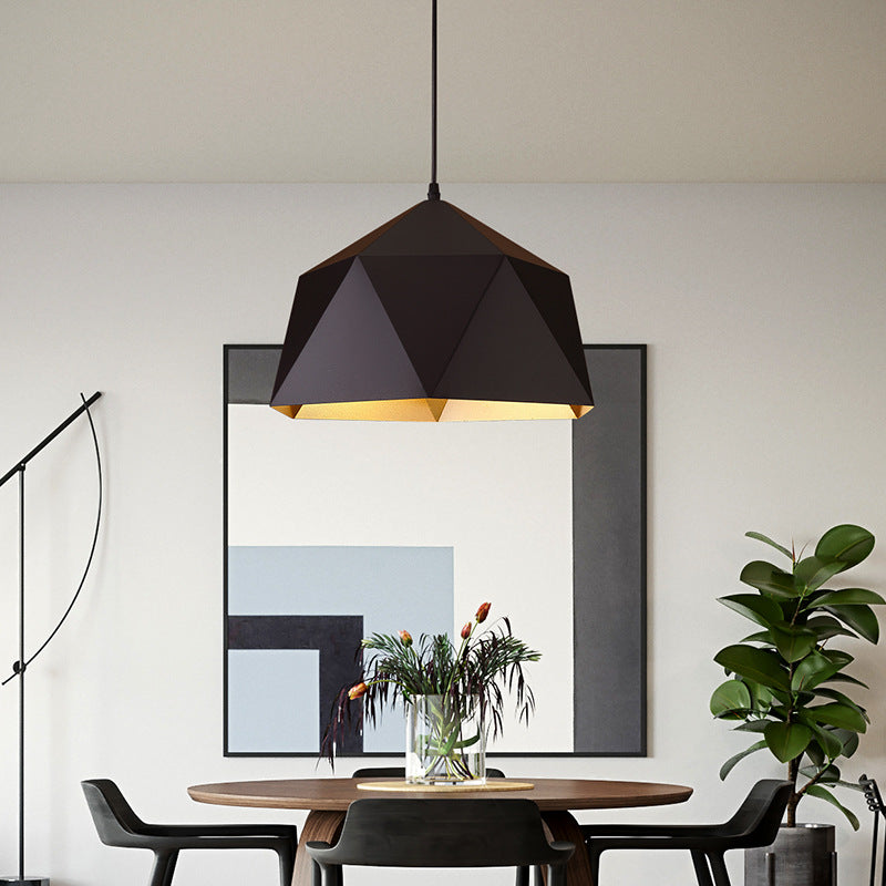 Contemporary Industrial Rhombus Iron 1-Light Pendant Light For Living Room