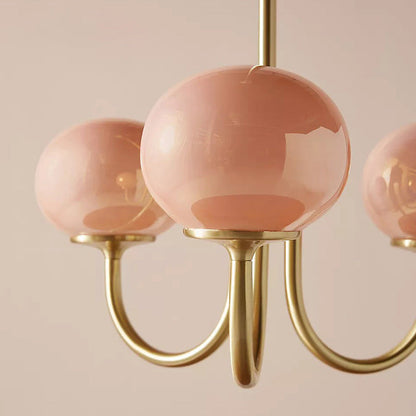 Traditional French Oval Iron Glass 3-Light Chandelier For Living Room
