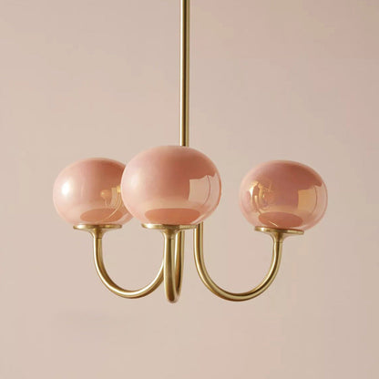 Traditional French Oval Iron Glass 3-Light Chandelier For Living Room