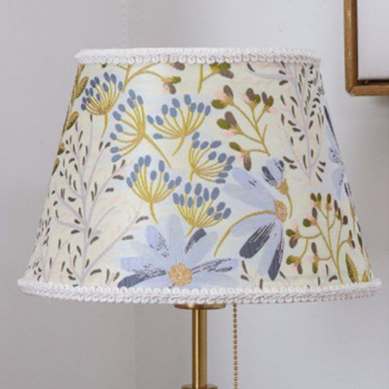 Traditional Vintage Drum Iron Fabric 1-Light Table Lamp For Living Room