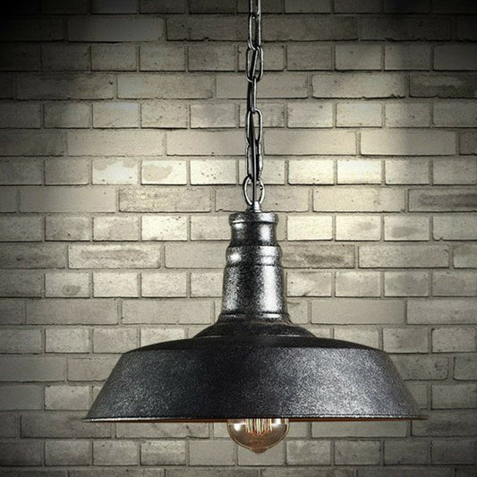 Contemporary Industrial Round Iron 1-Light Pendant Light For Living Room