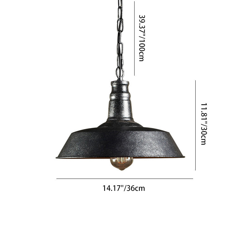 Contemporary Industrial Round Iron 1-Light Pendant Light For Living Room