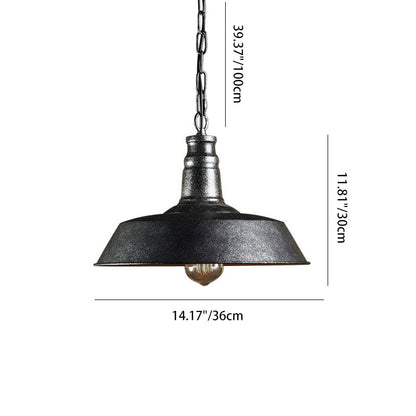 Contemporary Industrial Round Iron 1-Light Pendant Light For Living Room